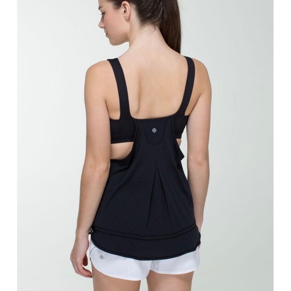 Lululemon Tops - Lululemon Tank Top Black 2-in-1 Built-in Bra Yoga Gym Size 4